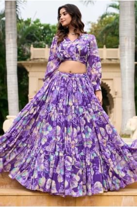 Lehenga Choli Violet en Georgette avec Dupatta LC8513