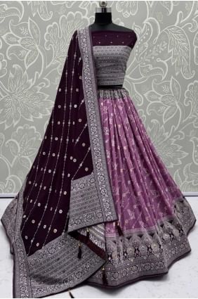 Lehenga choli en georgette violette avec broderies complexes LC8666