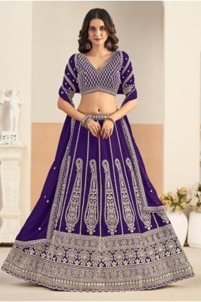 Lehenga choli en fausse georgette avec broderies LC8993