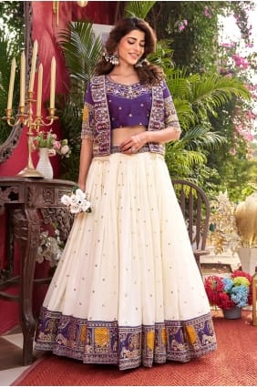Lehenga Choli en polyester violet LC9014