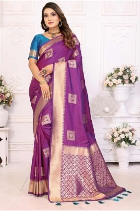 purple sari in weaving soft net SR28262