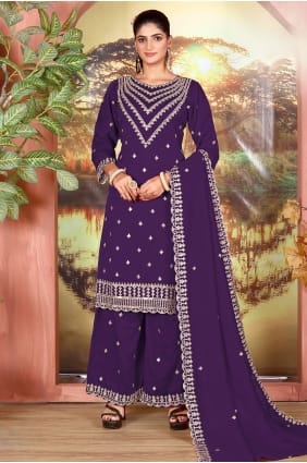 Ensemble palazzo violet en soie à sequins PZ4418