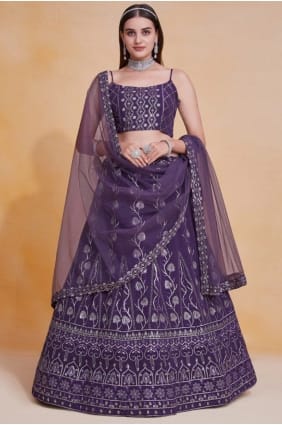 Lehenga Choli en georgette violette avec fil LC8839