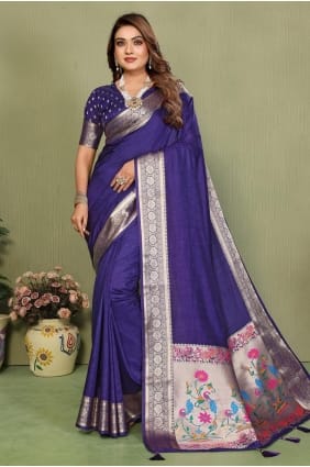 Sari violet en soie zari SR29705