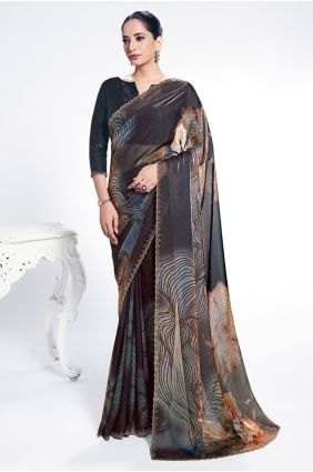Sari Rama en satin brodé SR28956