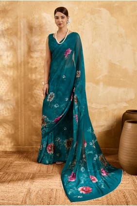 Sari imprimé Rama en georgette SR29964