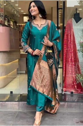 Salwar Kameez brodé Rama pour l'Aïd en coton SK156014