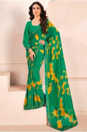 Sari Rama en georgette avec imprimé SR28413