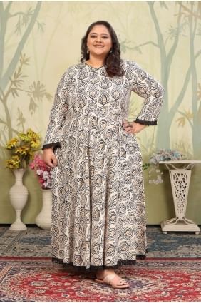 Kurti blanc cassé à imprimé numérique en rayonne avec dupatta KTI2668
