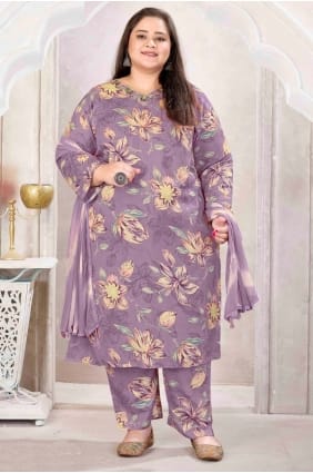 Salwar Kameez en rayonne imprim e lavande SK15629