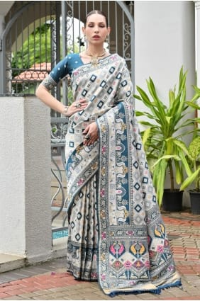 Rama Sari en soie Banarasi avec Resham,zari SR29787