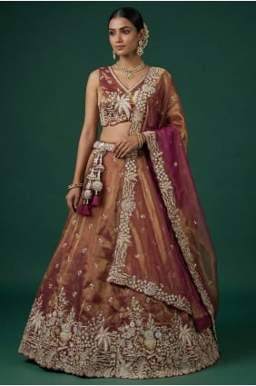 Lehenga Choli en tissu brodé Reust LC9205