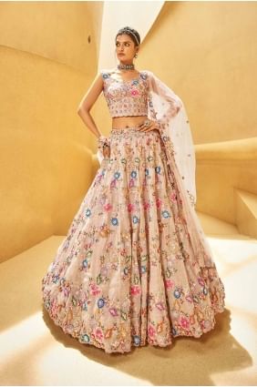 Orgni à paillettes en or rose Lehenga Choli LC8281