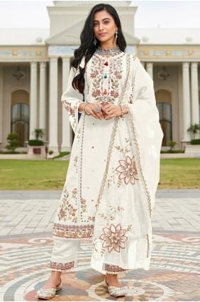Salwar Kameez en coton avec broderies SK15704