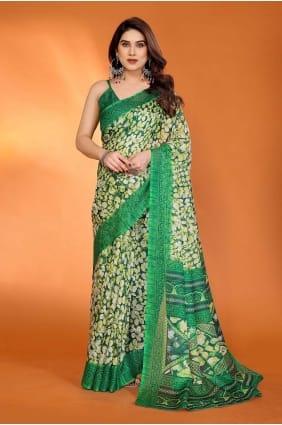Sari Kota Doria multicolore à imprimé SR30047