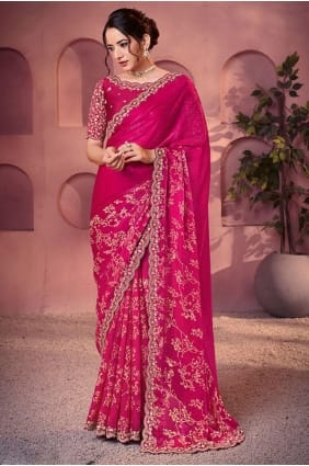 Sari Rani en satin brodé et imprimé SR29061