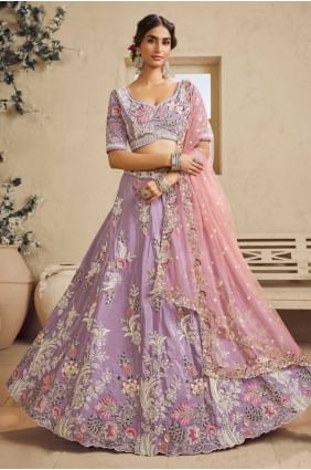 Lehenga choli en satin tissé lavande LC8618