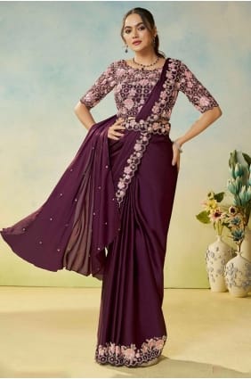 Sari à main en satin bordeaux SR29164