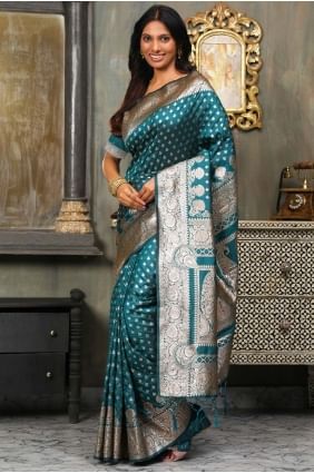 Tissage Saree en soie Banarasi vert Rama SR28868