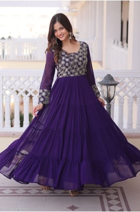 Robe en georgette à sequins GW1256