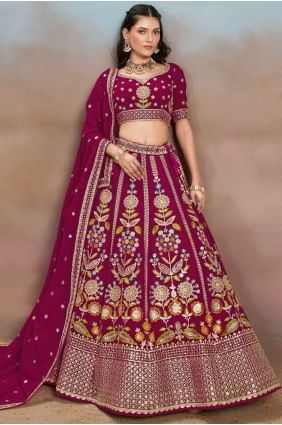 Lehenga choli en georgette à paillettes roses LC8564