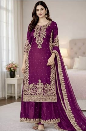 Ensemble palazzo violet en soie à sequins PZ4359