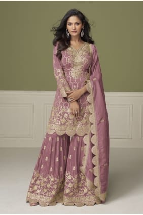 Ensemble Sharara rose pailleté SS1367