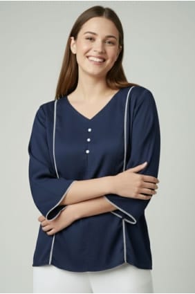 Kurta en soie unie bleue KTI2757