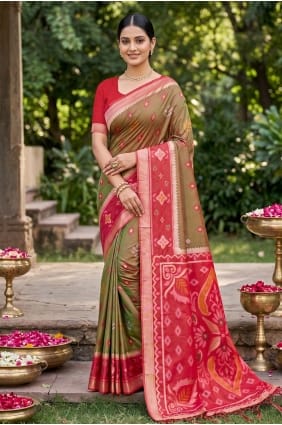 Sari en soie à motif Mehndi SR29972