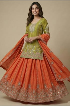 Ensemble palazzo à sequins en soie jaune pour l'Aïd PZ4280