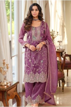 Salwar Kameez en soie violette SK159069