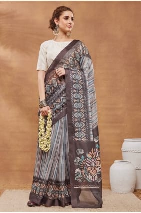 Sari en soie multicolore imprimé SR30244
