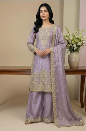 Ensemble palazzo lavande en soie à sequins PZ4342