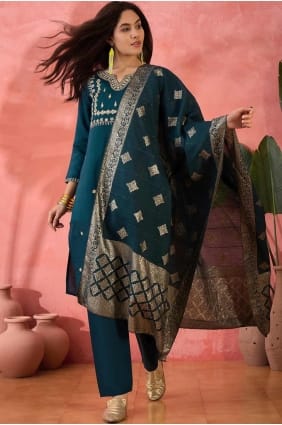 Costume pantalon droit en soie avec broderies SK155469