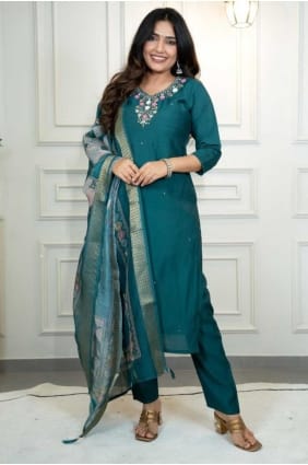 Salwar Kameez en soie tissée Dark Rama SK155751