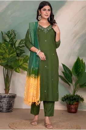 tailleur pantalon droit en coton vert à imprimé SK155391