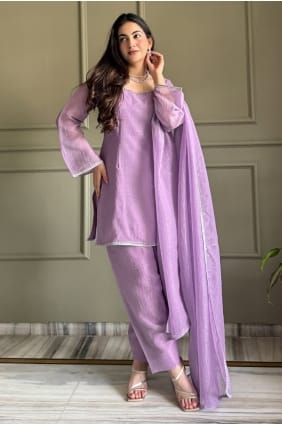 Ensemble droit en soie Zardosi à motifs d'oignons avec dupatta SK159179