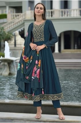 Ensemble Anarkali en soie brodée AS4126
