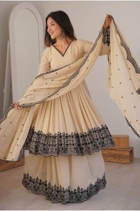 Ensemble Lehenga en fausse georgette avec fil LS091