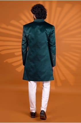 Kurta indo-occidentale verte en velours KURR296