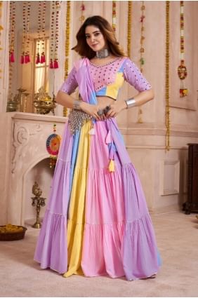 Lehenga Choli en viscose multicolore avec tissage LC8636
