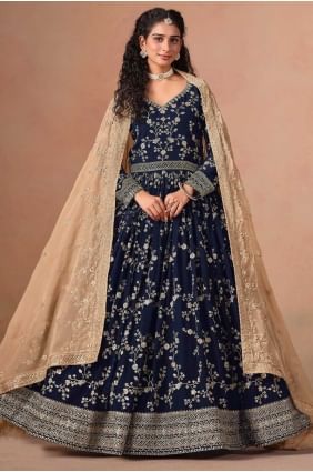 Ensemble Anarkali en fausse georgette avec tissage AS4114
