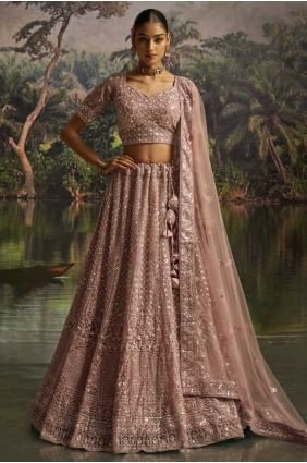 Lehenga Choli tissé mauve en filet doux LC8641