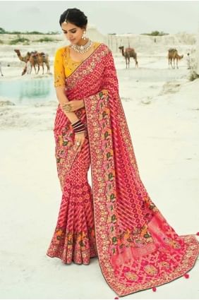 Sari de mariage multicolore avec tissage SR28832