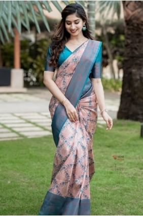 Tissage de Saree en soie Banarasi rose SR28850