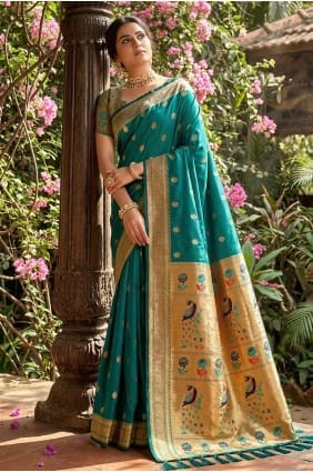 Rama green Weaving Saree in Silk SR30000