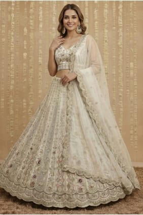 Lehenga choli en filet avec fil blanc LC8911