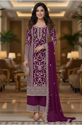 Ensemble palazzo en résille bordeaux avec broderies PZ4473