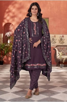 Vin brodé Salwar Kameez en georgette SK155032
