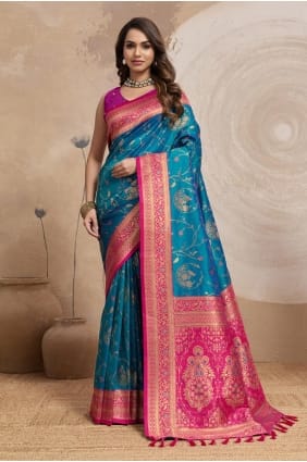 Rama Saree en soie Banarasi avec Zari SR29650
